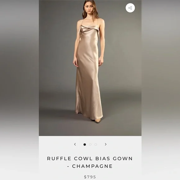 michelle mason champagne dress Open back long sleeve gown